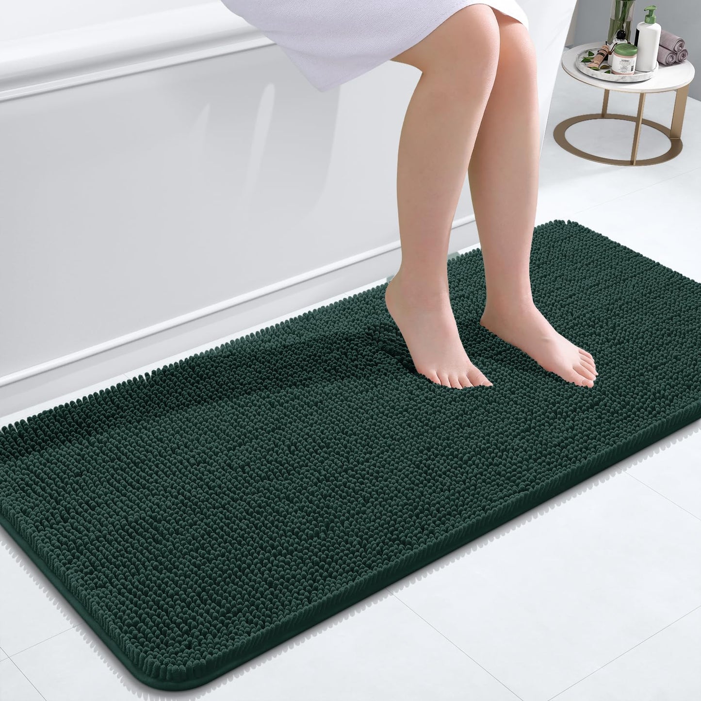 OLANLY Bathroom Rugs 30x20, Extra Soft Absorbent Chenille Bath Rugs, Rubber Backing Quick Dry, Machine Washable Bath Mats for Bathroom Floor, Tub and Shower, Home Decor Accessories, Grey