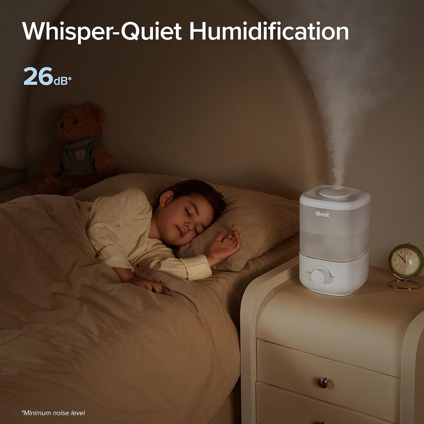 Top Fill Humidifiers for Bedroom, 2.5L Tank for Large Room, Easy to Fill & Clean, 26Db Quiet Cool Mist Air Humidifier for Home Baby Nursery & Plants, Auto Shut-Off and Bpa-Free for Safety, 25H