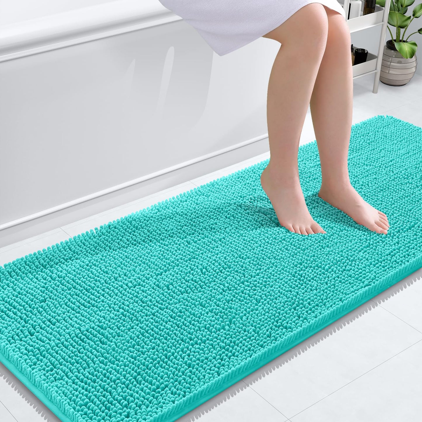 OLANLY Bathroom Rugs 30x20, Extra Soft Absorbent Chenille Bath Rugs, Rubber Backing Quick Dry, Machine Washable Bath Mats for Bathroom Floor, Tub and Shower, Home Decor Accessories, Grey