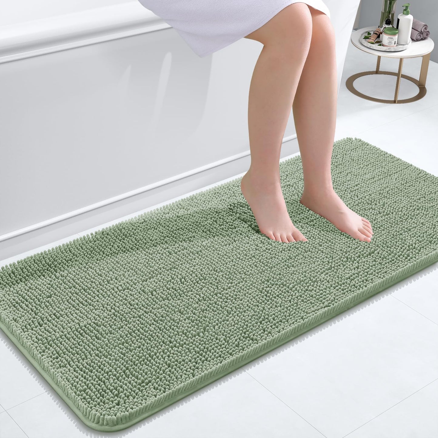 OLANLY Bathroom Rugs 30x20, Extra Soft Absorbent Chenille Bath Rugs, Rubber Backing Quick Dry, Machine Washable Bath Mats for Bathroom Floor, Tub and Shower, Home Decor Accessories, Grey
