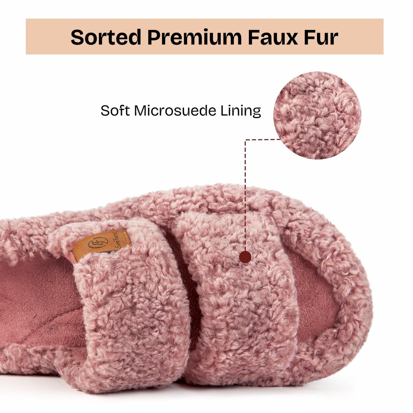 EverFoams Womens Fuzzy Open-toe Slippers Soft Comfy Memory Foam Indoor House Shoes Dusty Rose,11-12 US