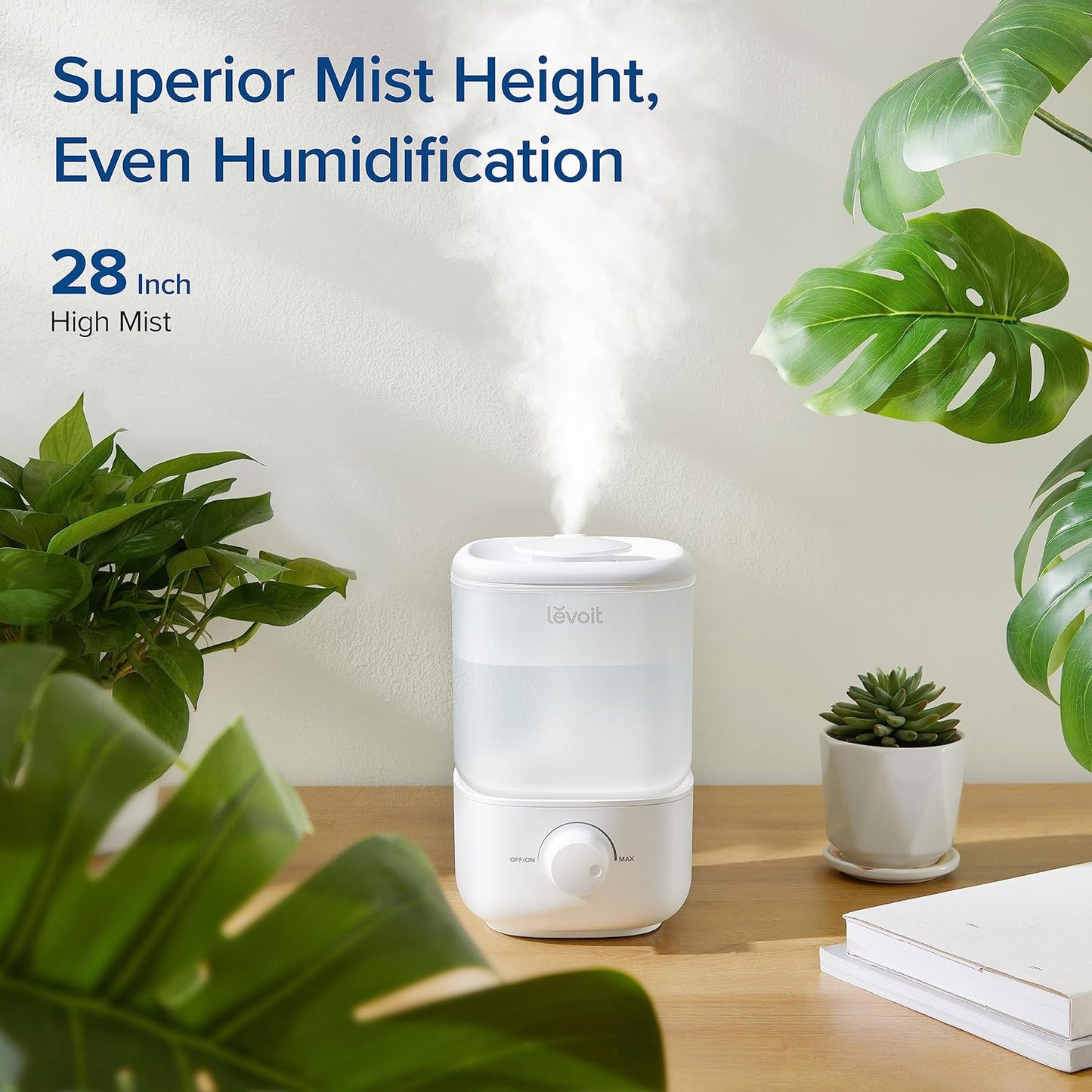 Top Fill Humidifiers for Bedroom, 2.5L Tank for Large Room, Easy to Fill & Clean, 26Db Quiet Cool Mist Air Humidifier for Home Baby Nursery & Plants, Auto Shut-Off and Bpa-Free for Safety, 25H