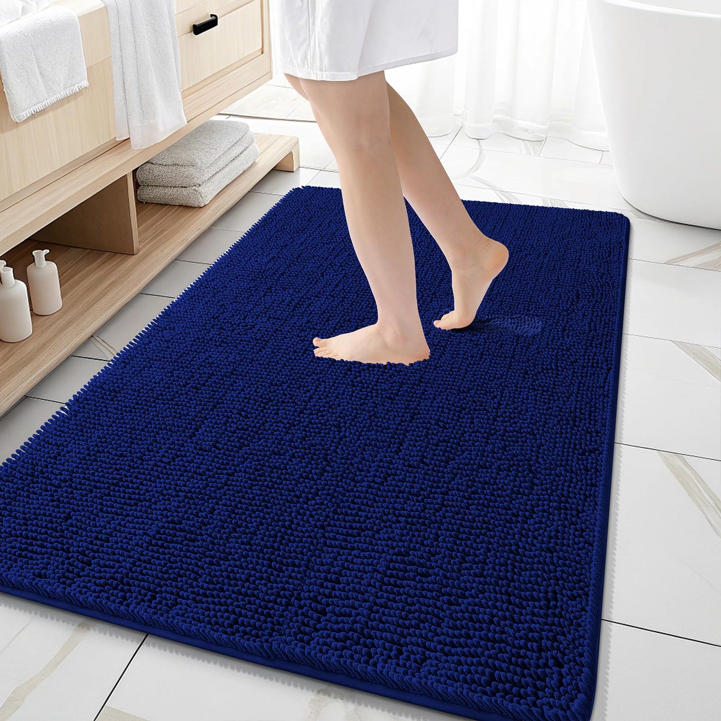 OLANLY Bathroom Rugs 30x20, Extra Soft Absorbent Chenille Bath Rugs, Rubber Backing Quick Dry, Machine Washable Bath Mats for Bathroom Floor, Tub and Shower, Home Decor Accessories, Grey