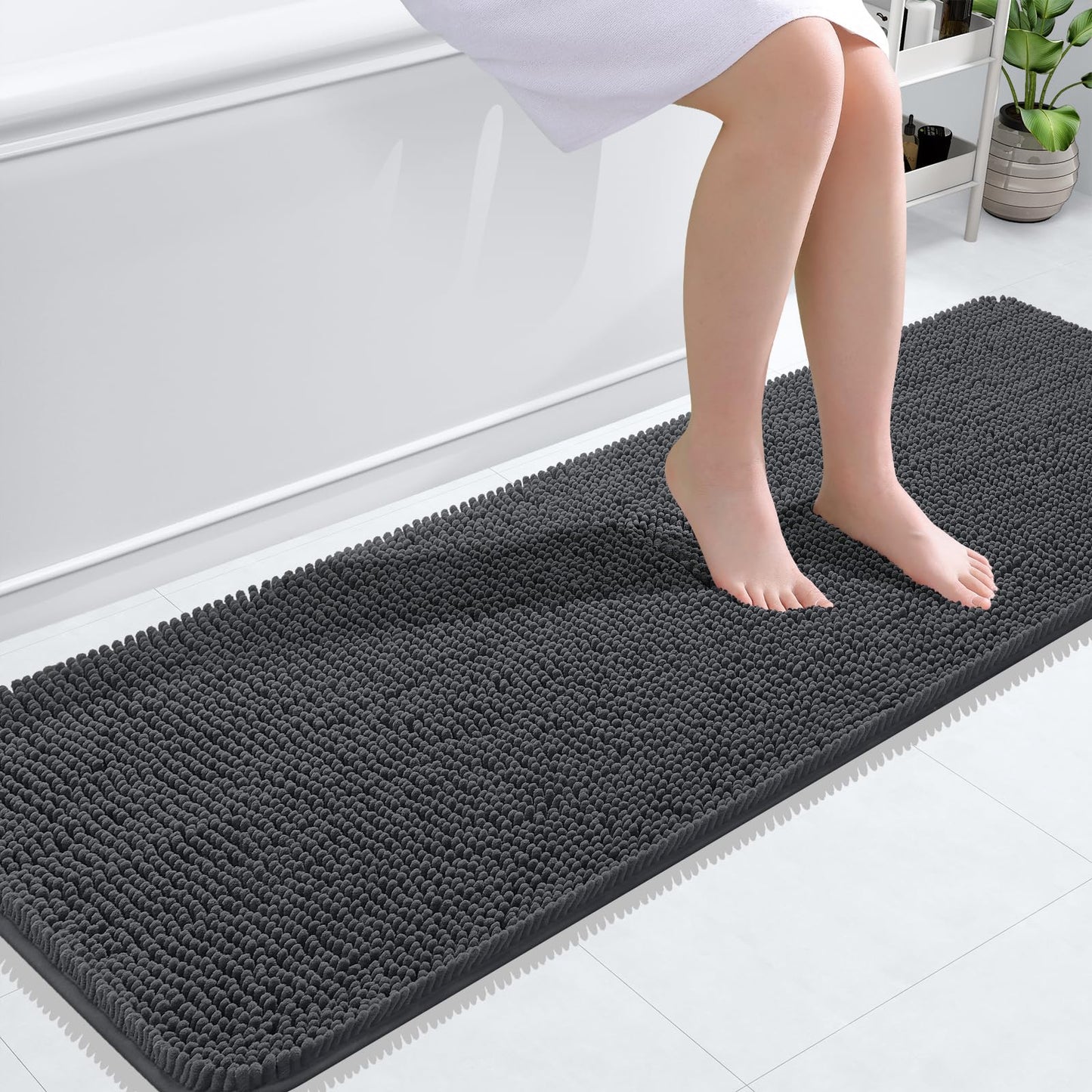 OLANLY Bathroom Rugs 30x20, Extra Soft Absorbent Chenille Bath Rugs, Rubber Backing Quick Dry, Machine Washable Bath Mats for Bathroom Floor, Tub and Shower, Home Decor Accessories, Grey