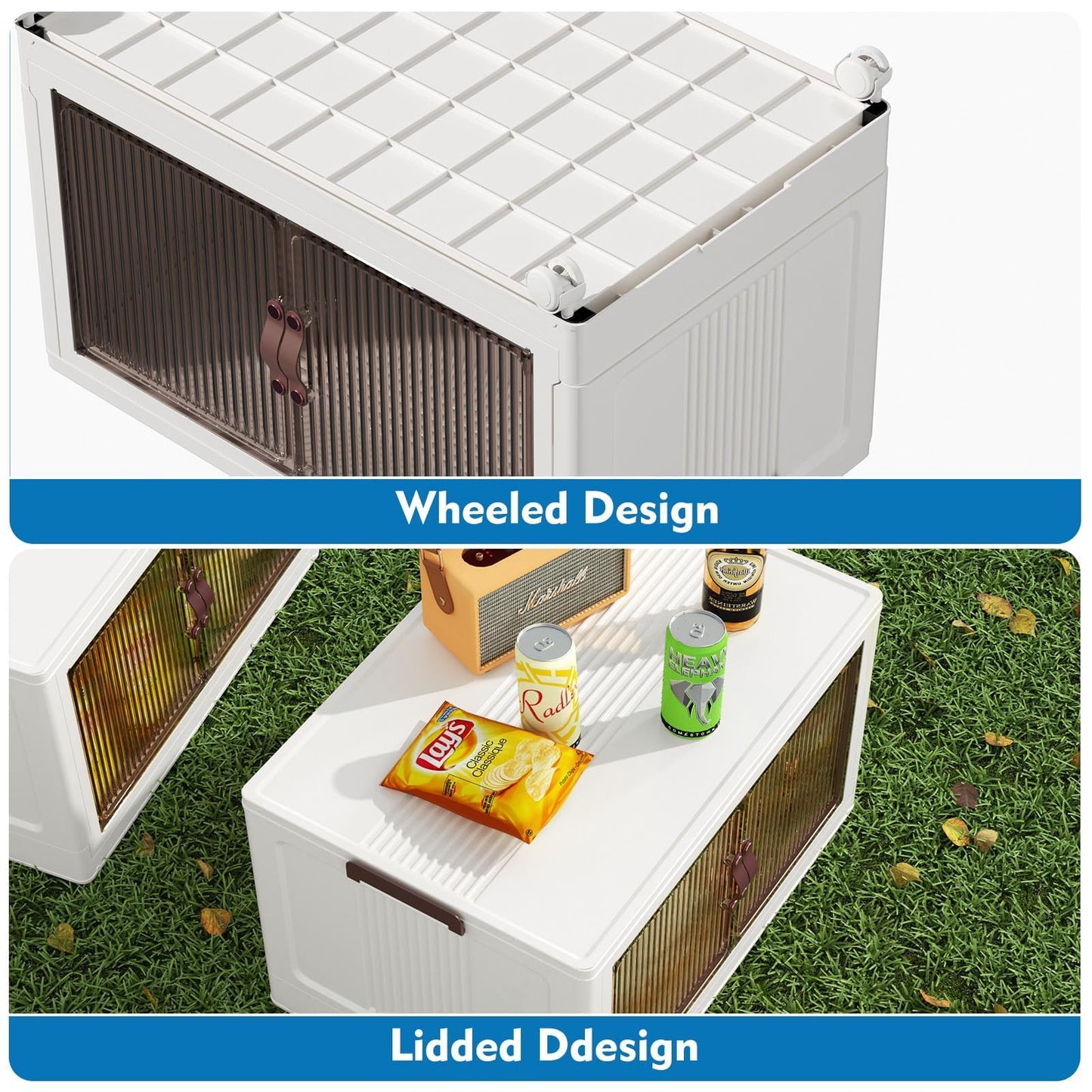 4 Tier Plastic Storage Bins with Lid 23QT, Stackable Storage Containers with Wheels, Folding Storage Boxes, Stackable Storage Bins, Closet Organizers and Storage for Living Room,Office,Dorm