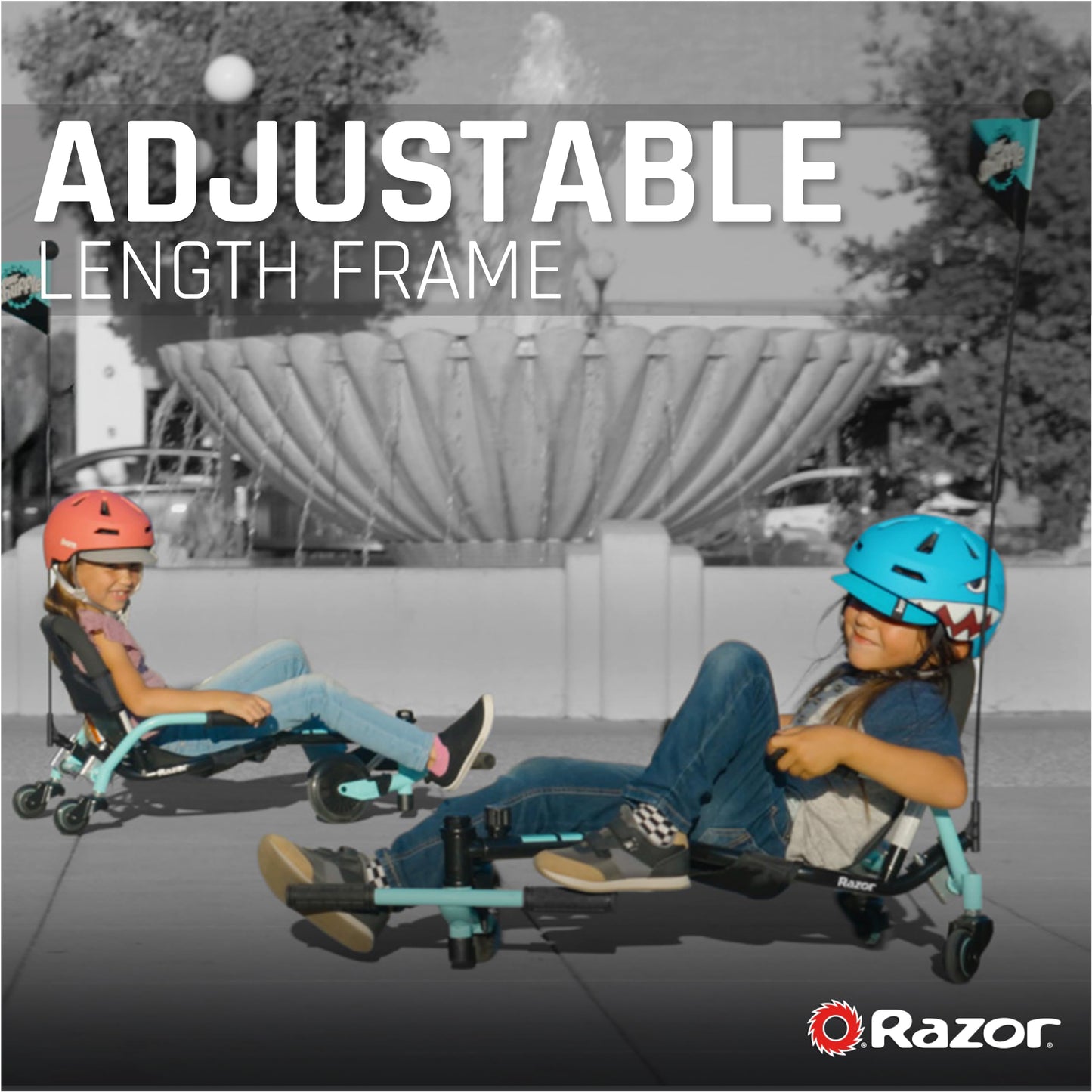 Crazy Cart Shuffle by Razor – Kid-Powered Drifting Go-Kart for Ages 4+, Crazy Cart Drift Bar Technology, Adjustable Frame with 5 Length Settings