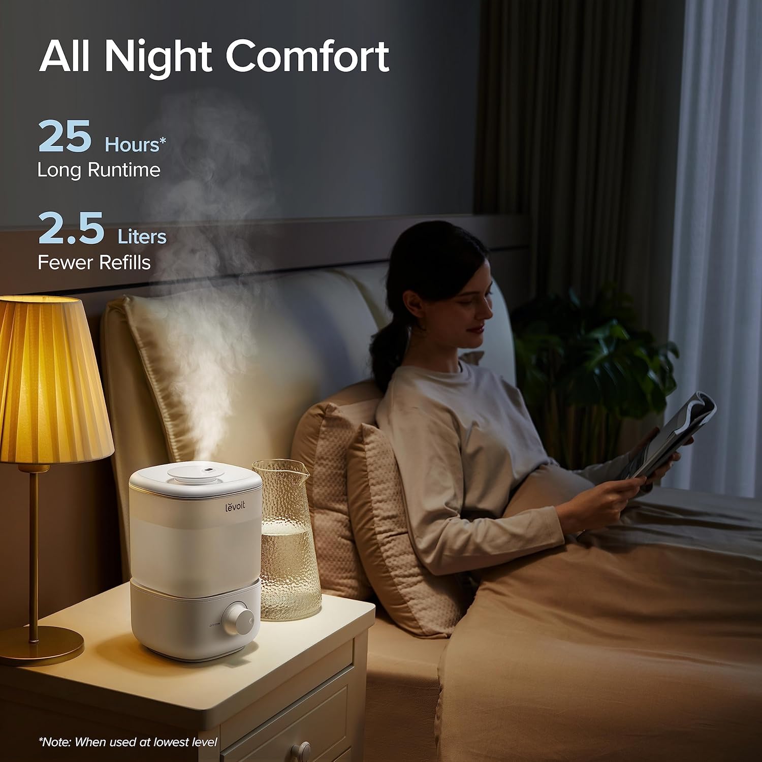 Top Fill Humidifiers for Bedroom, 2.5L Tank for Large Room, Easy to Fill & Clean, 26Db Quiet Cool Mist Air Humidifier for Home Baby Nursery & Plants, Auto Shut-Off and Bpa-Free for Safety, 25H