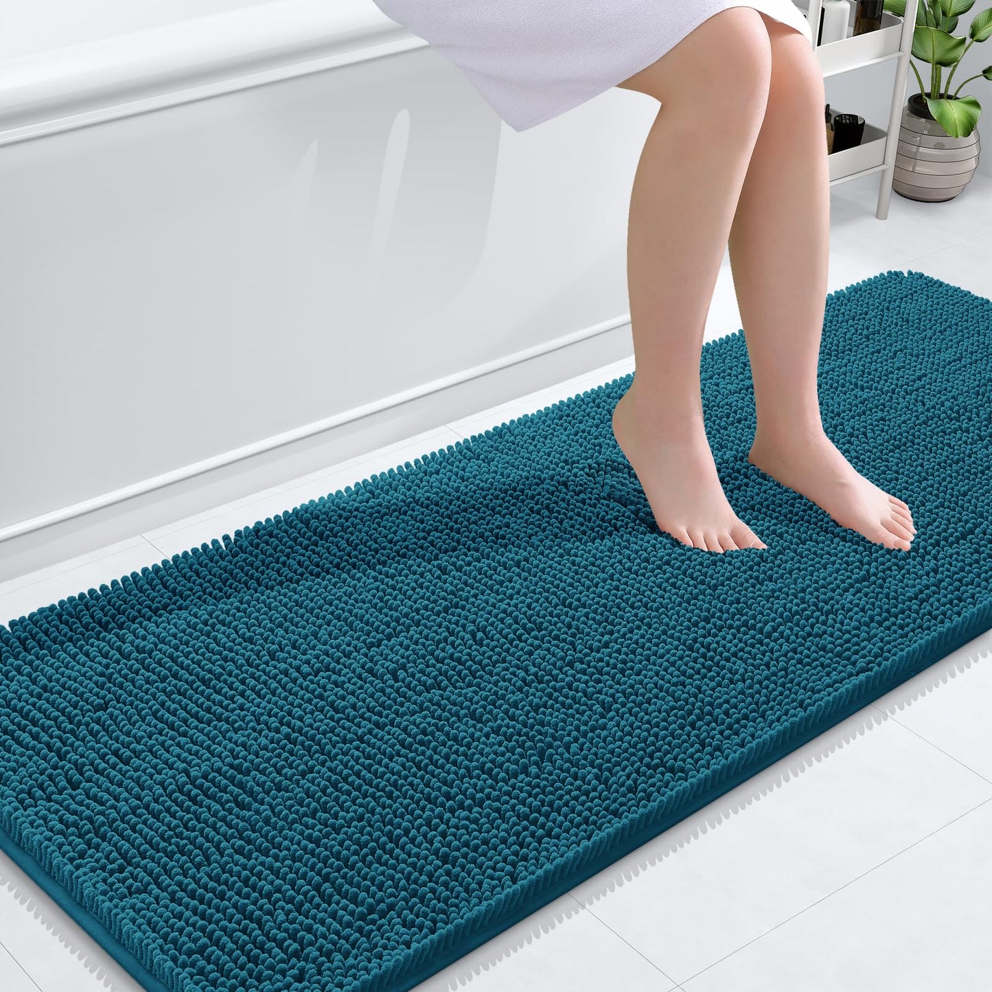 OLANLY Bathroom Rugs 30x20, Extra Soft Absorbent Chenille Bath Rugs, Rubber Backing Quick Dry, Machine Washable Bath Mats for Bathroom Floor, Tub and Shower, Home Decor Accessories, Grey