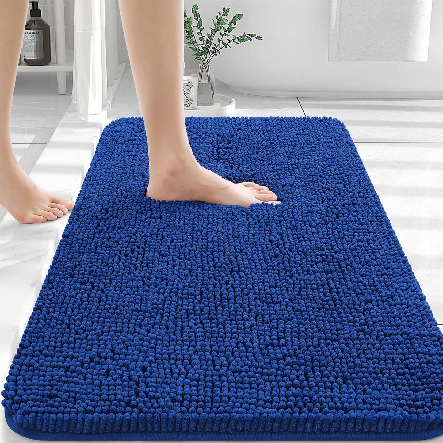 OLANLY Bathroom Rugs 30x20, Extra Soft Absorbent Chenille Bath Rugs, Rubber Backing Quick Dry, Machine Washable Bath Mats for Bathroom Floor, Tub and Shower, Home Decor Accessories, Grey
