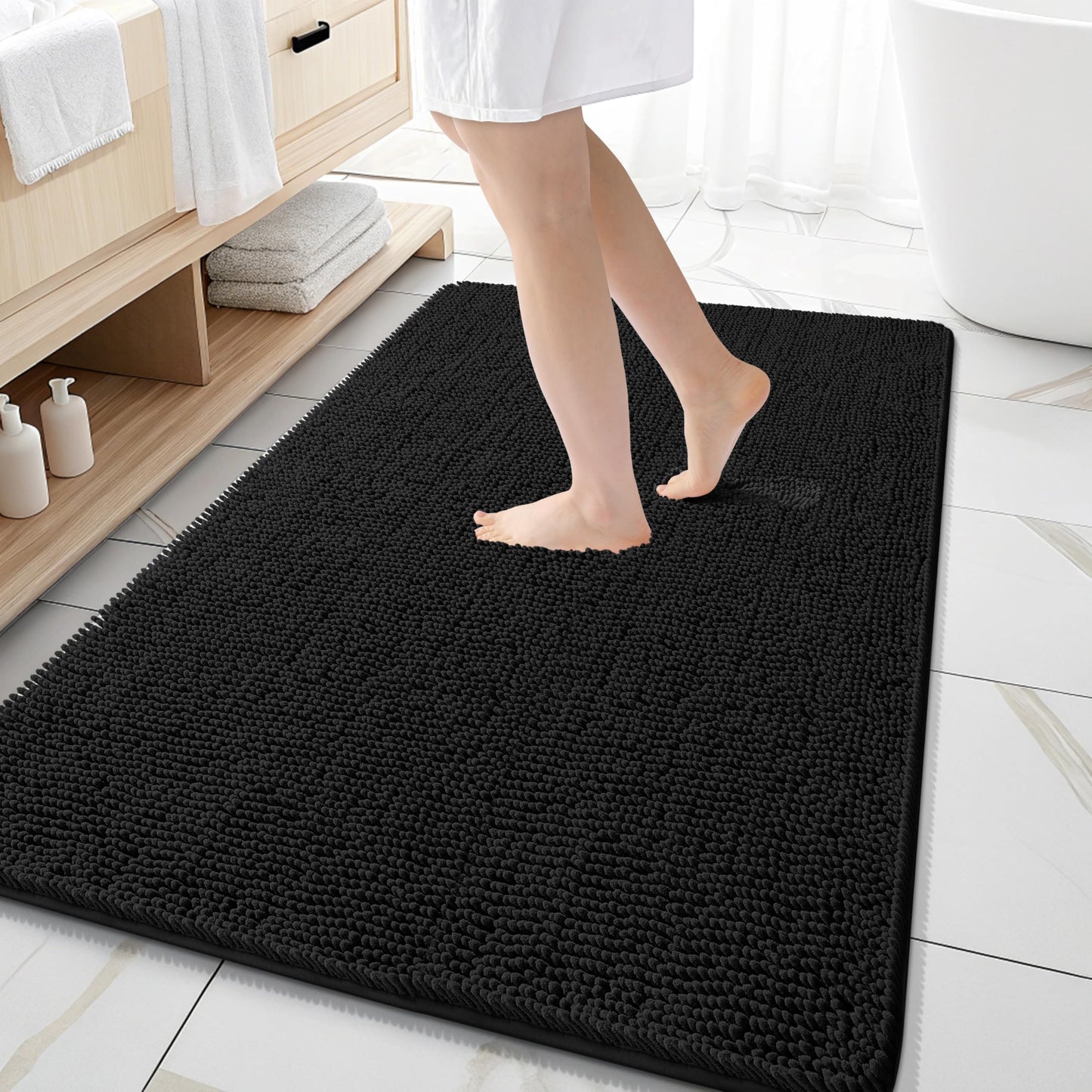 OLANLY Bathroom Rugs 30x20, Extra Soft Absorbent Chenille Bath Rugs, Rubber Backing Quick Dry, Machine Washable Bath Mats for Bathroom Floor, Tub and Shower, Home Decor Accessories, Grey
