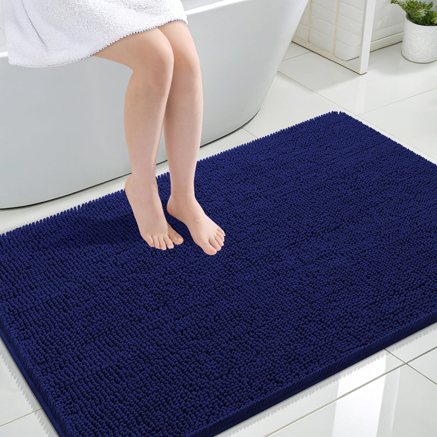OLANLY Bathroom Rugs 30x20, Extra Soft Absorbent Chenille Bath Rugs, Rubber Backing Quick Dry, Machine Washable Bath Mats for Bathroom Floor, Tub and Shower, Home Decor Accessories, Grey