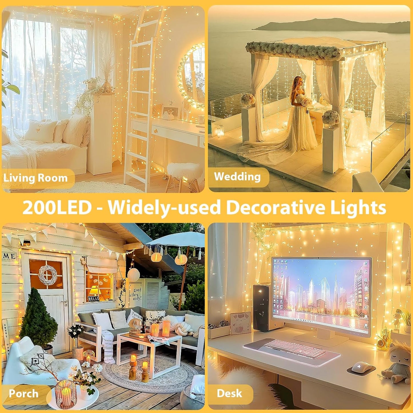 Connectable 200 LED Christmas Lights Indoor Outdoor with Timer, 66FT 13 Modes Warm White String Lights Waterproof, Twinkle Fairy Lights Plug in Clear Wire for Christmas Tree, Bedroom, Classroom Decor