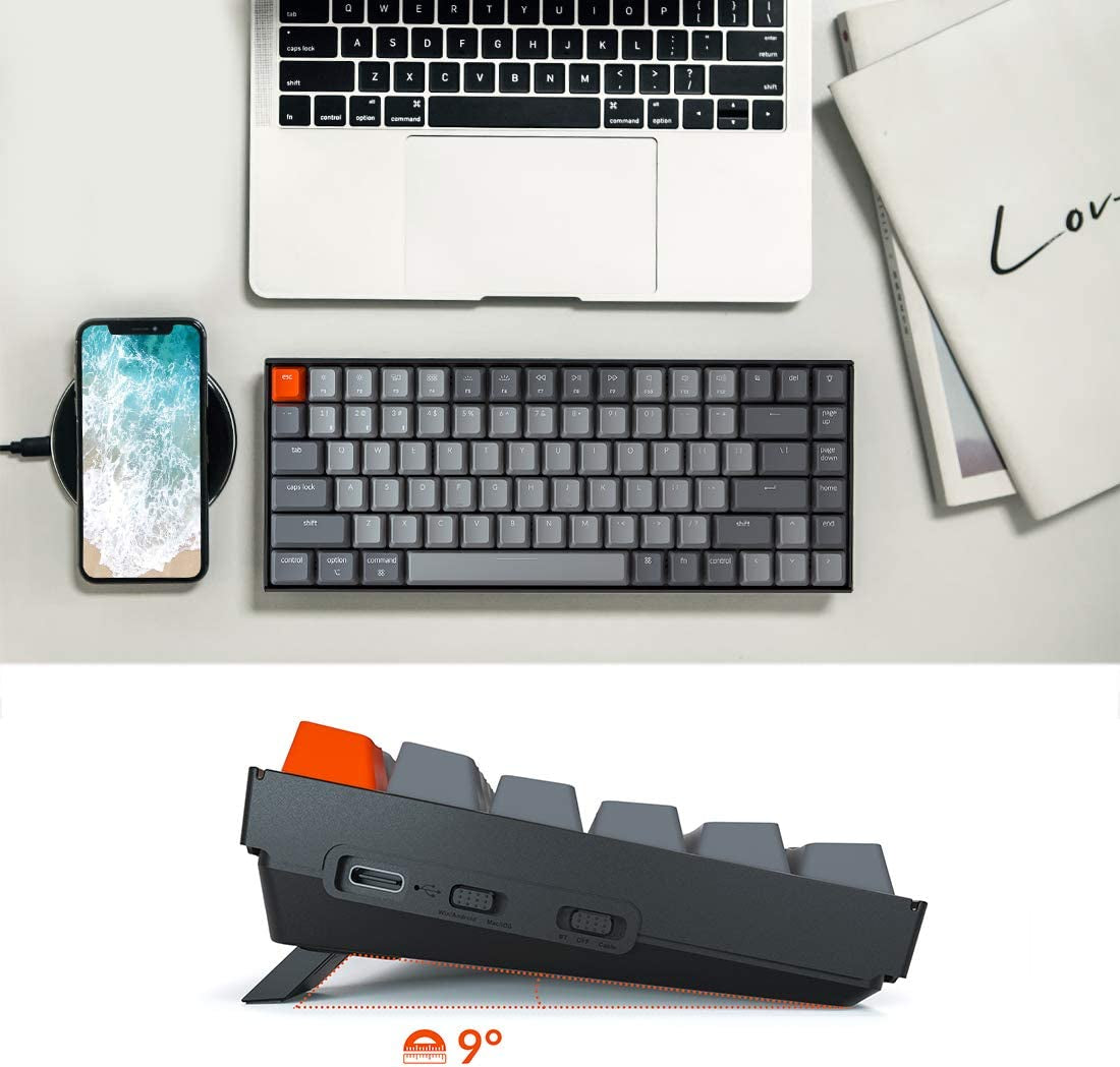  Bluetooth Wireless Mechanical Keyboard with Gateron G Pro Red Switch/Anti Ghosting/N-Key Rollover, Compact 84 Keys USB Wired Gaming Keyboard for Mac Windows-Version 2